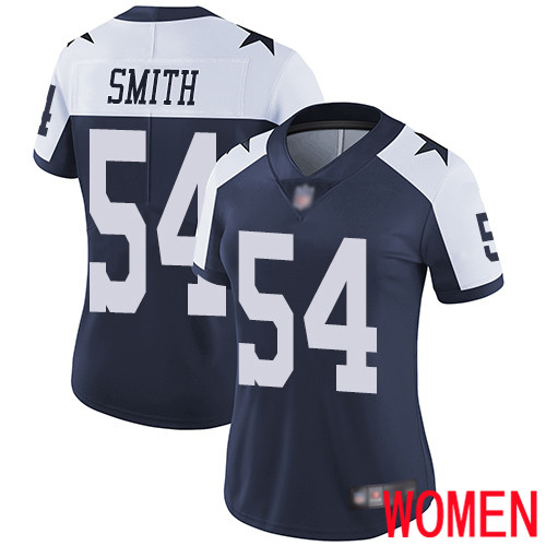 Women Dallas Cowboys Limited Navy Blue Jaylon Smith Alternate #54 Vapor Untouchable Throwback NFL Jersey